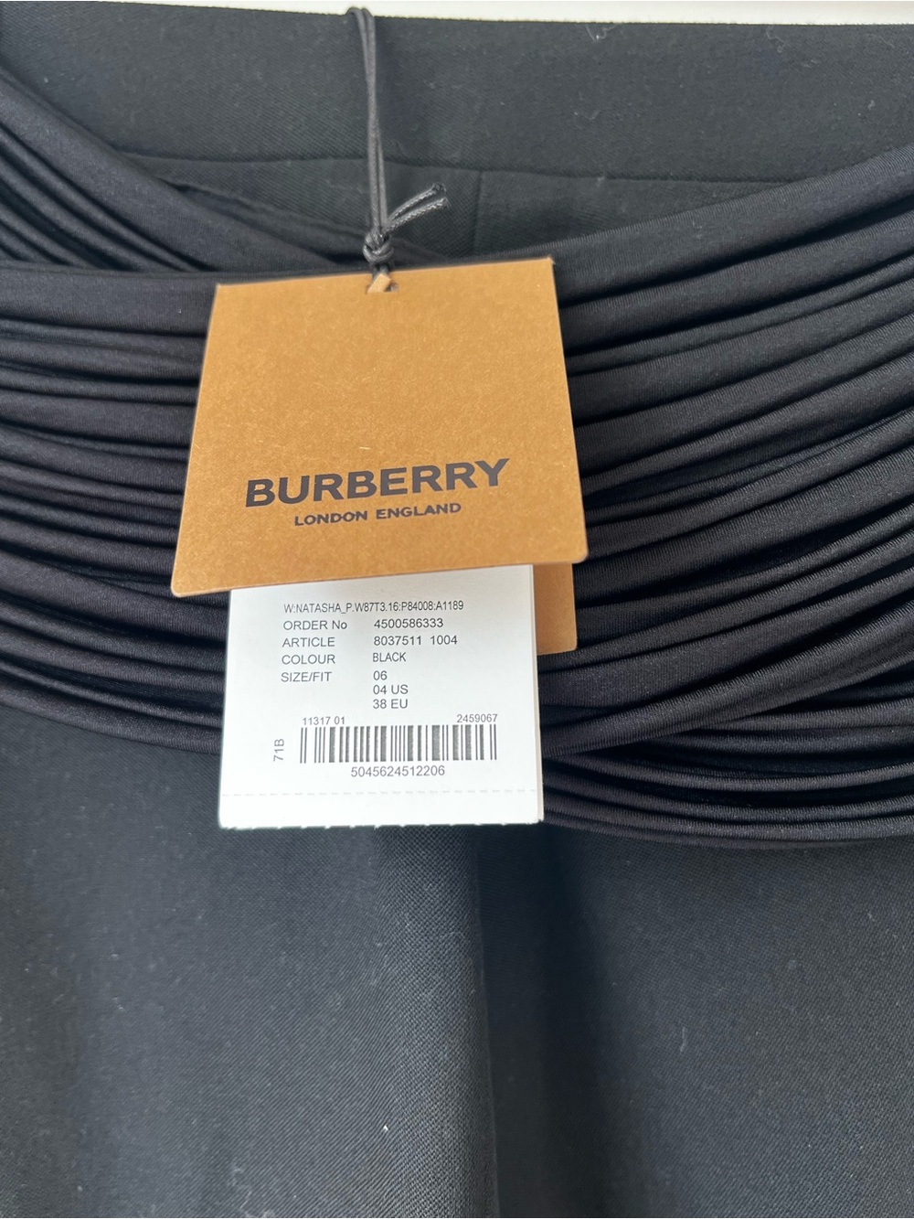 Burberry Black Pencil Skirt with Waist Ruched Detail